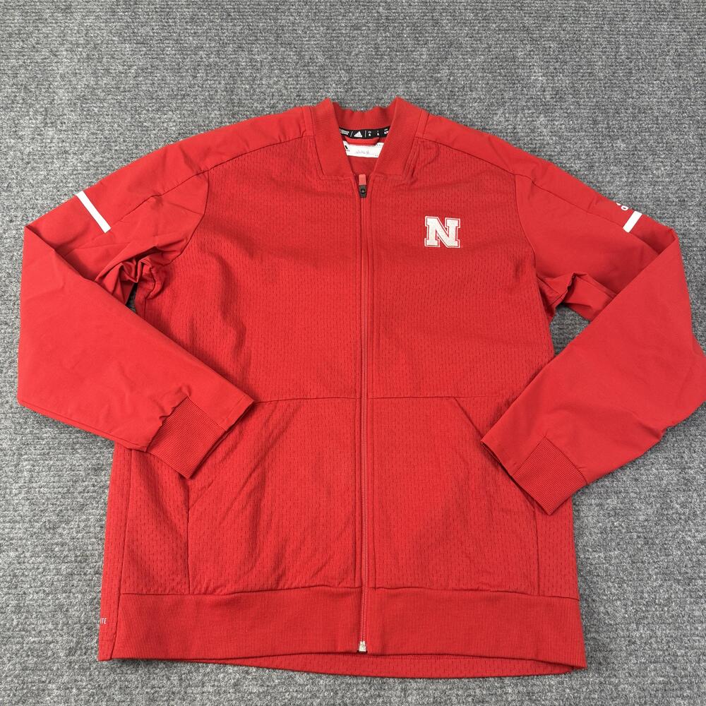 Nebraska Cornhuskers Jacket Mens XL Adidas Climalite Full Zip Team Player Issue
